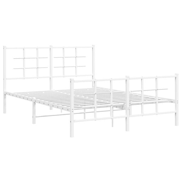 Bettgestell 140x200 cm, Metall, Weiß - 34% Rabatt