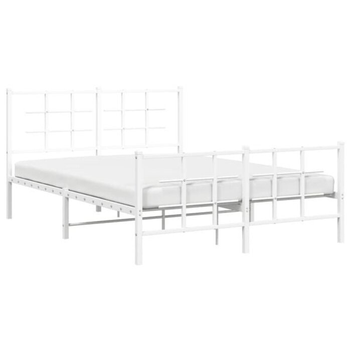 Bettgestell 140x200 cm, Metall, Weiß - 34% Rabatt