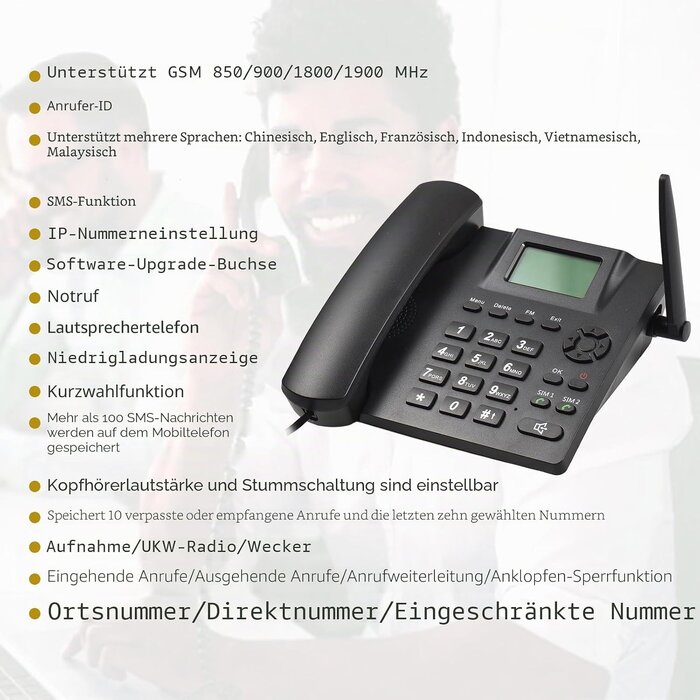 Drahtloses GSM-Tischtelefon mit Dual-SIM - 31% Rabatt