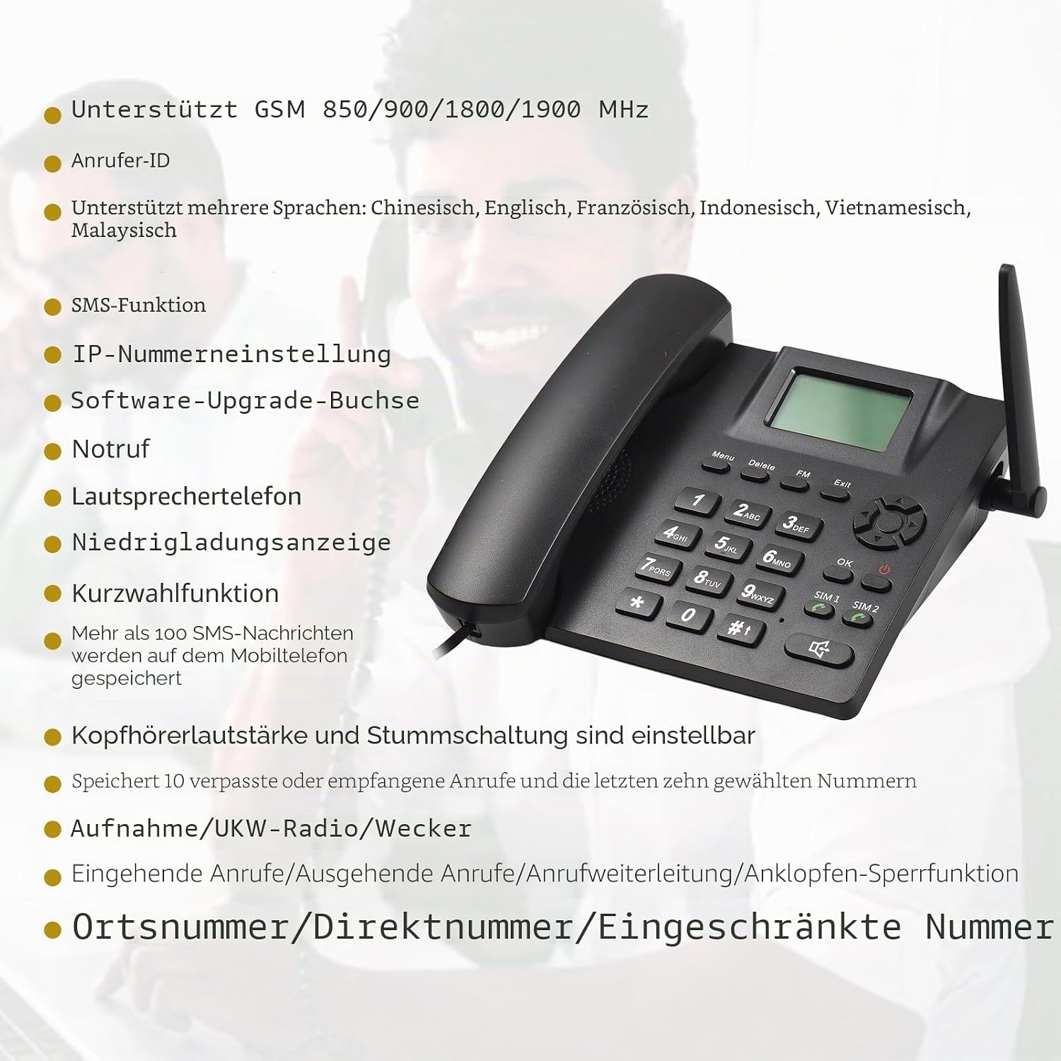 Drahtloses GSM-Tischtelefon mit Dual-SIM - 31% Rabatt