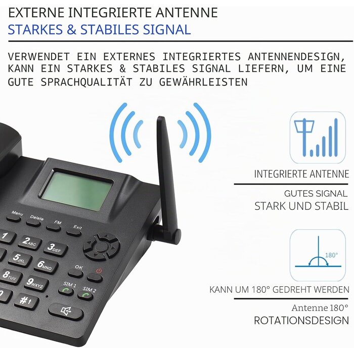 Drahtloses GSM-Tischtelefon mit Dual-SIM - 31% Rabatt