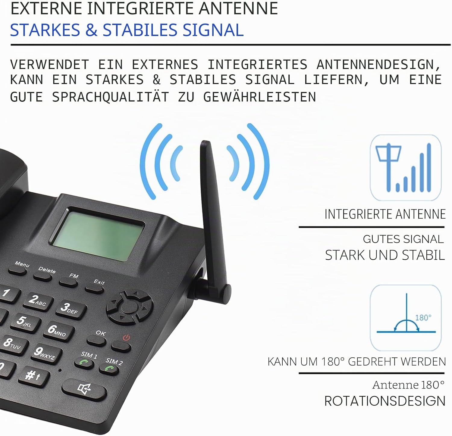 Drahtloses GSM-Tischtelefon mit Dual-SIM - 31% Rabatt