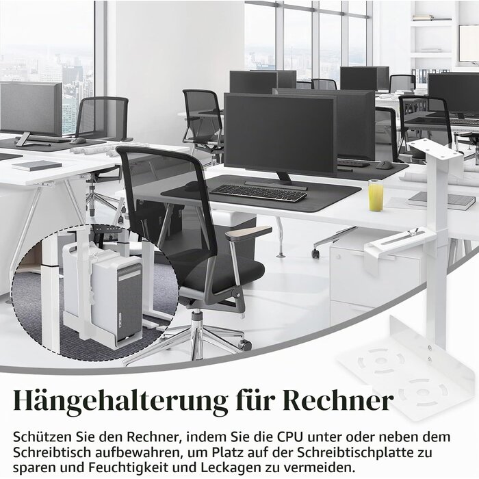CPU-Halterung für unter den Schreibtisch, weiß - 33% Rabatt
