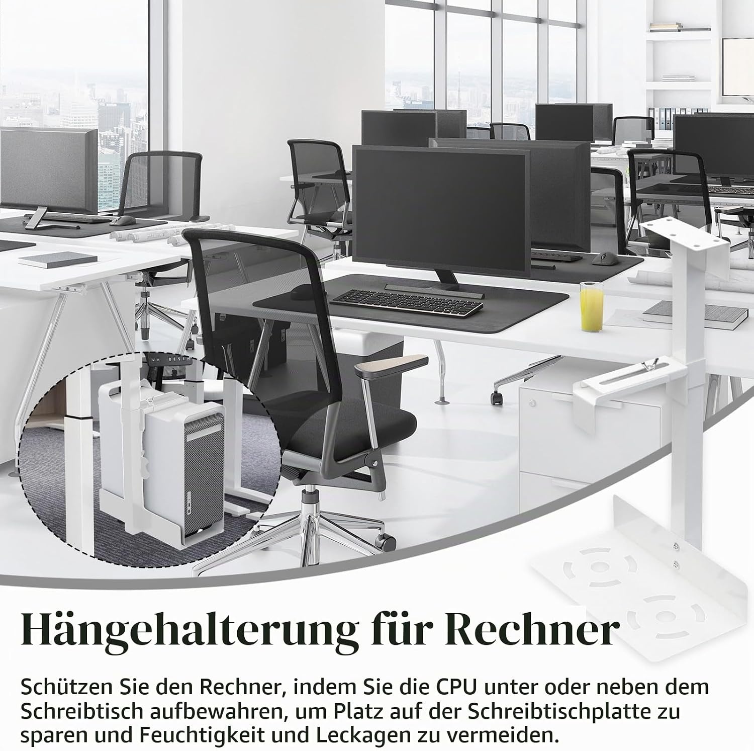 CPU-Halterung für unter den Schreibtisch, weiß - 33% Rabatt