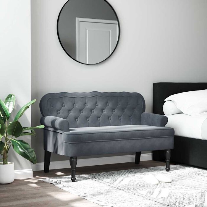 Samt Sitzbank Dunkelgrau - Elegante Wohnbank - 35% Rabatt