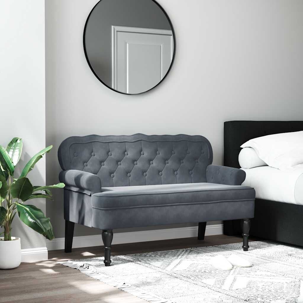 Samt Sitzbank Dunkelgrau - Elegante Wohnbank - 35% Rabatt
