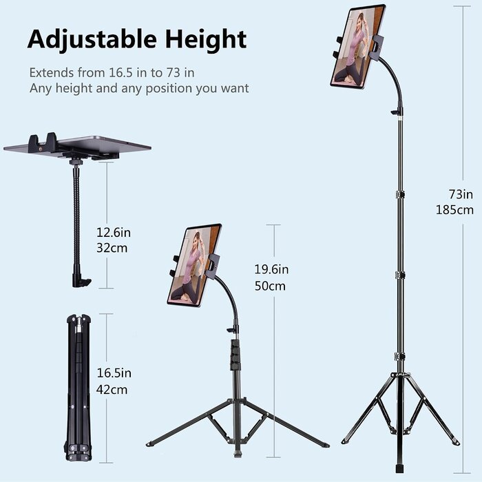 Tablet- & Handy-Bodenständer 185 cm mit Schwanenhals - 33% Rabatt