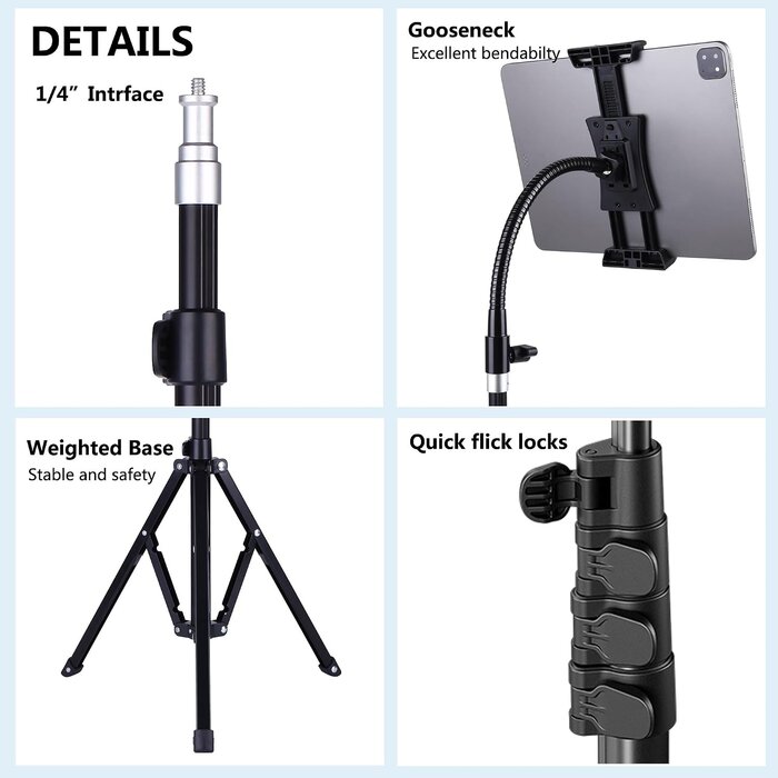 Tablet- & Handy-Bodenständer 185 cm mit Schwanenhals - 33% Rabatt