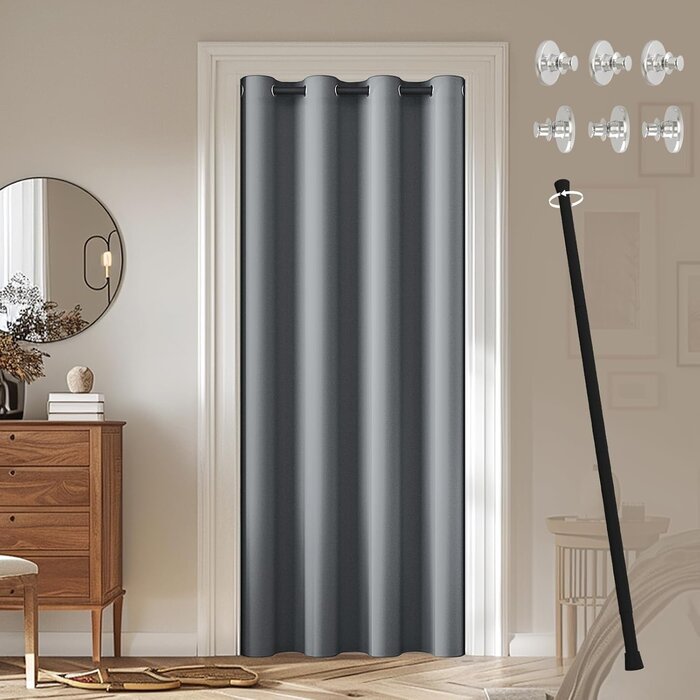 Türvorhang mit Teleskopstange, Weiß, 132x195 cm - 32% Rabatt