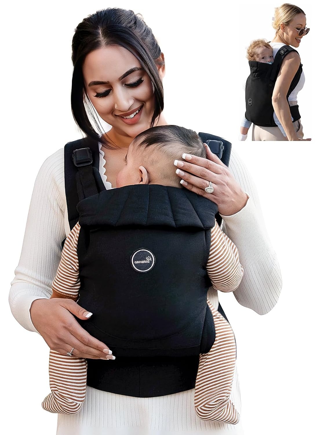 Ergonomische Babytrage - schwarz, 3-18 kg - 33% Rabatt