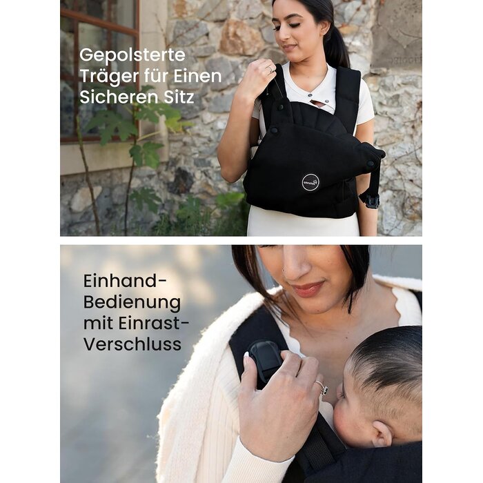 Ergonomische Babytrage - schwarz, 3-18 kg - 33% Rabatt