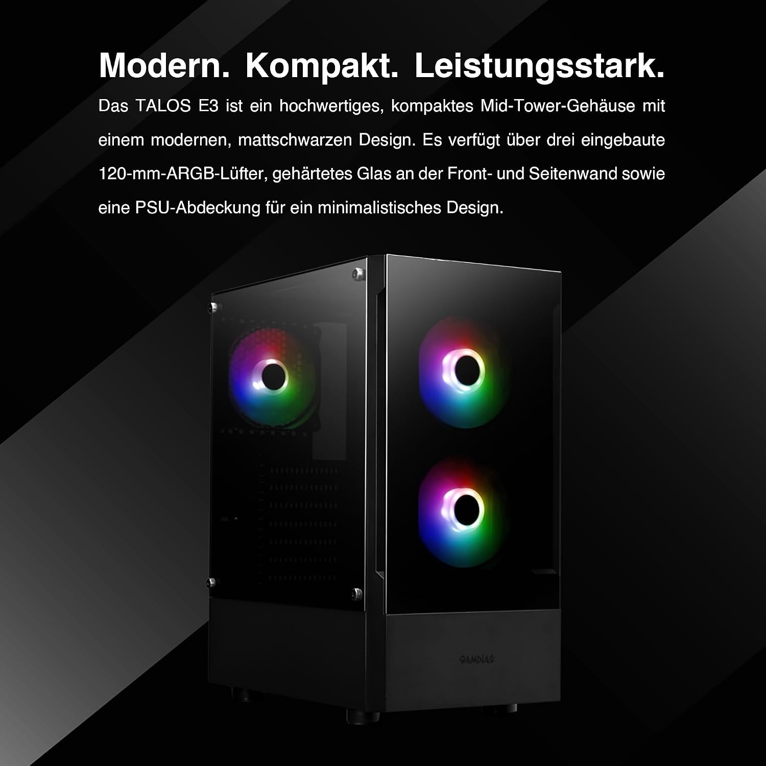Gaming PC-Gehäuse ATX Mid-Tower mit ARGB-Lüftern - 33% Rabatt