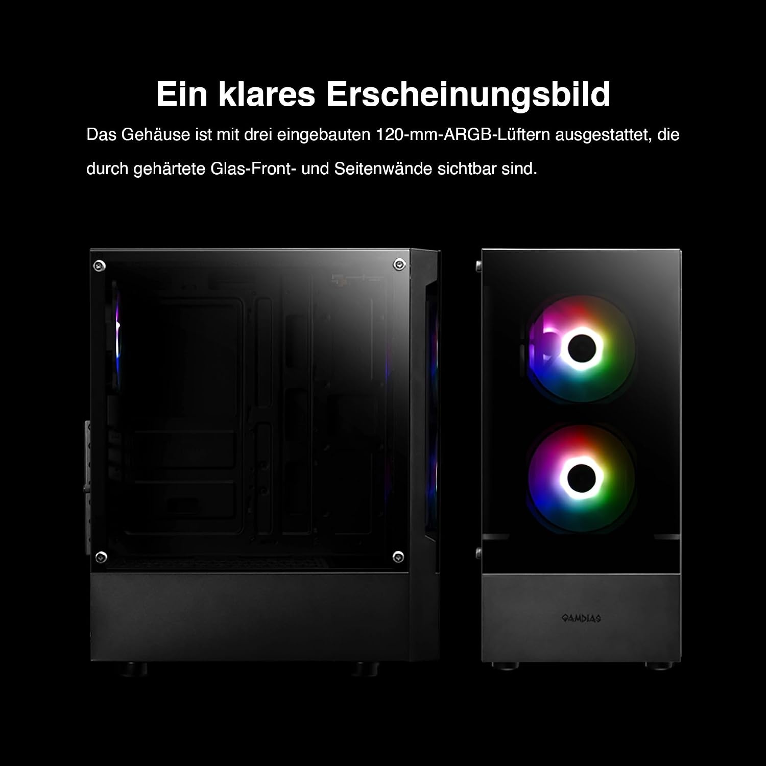 Gaming PC-Gehäuse ATX Mid-Tower mit ARGB-Lüftern - 33% Rabatt