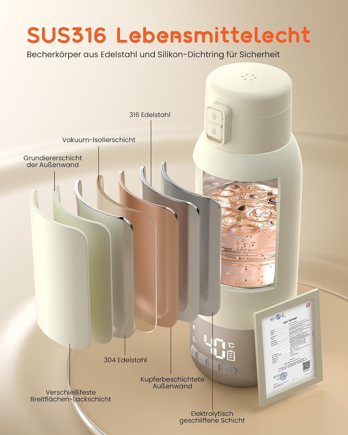 Tragbarer Flaschenwärmer 600 ml - 33% Rabatt auf Ausgepackt-Zustand