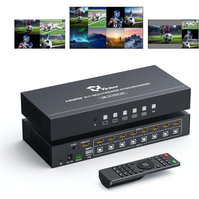 HDMI Quad Multiviewer KVM-Switch 4-Port 4K 30Hz - 34% Rabatt