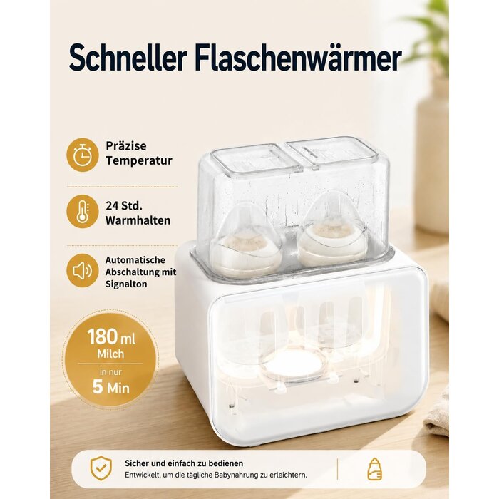 8-in-1 Babyflaschenwärmer und Sterilisator, cremeweiß - 33% Rabatt