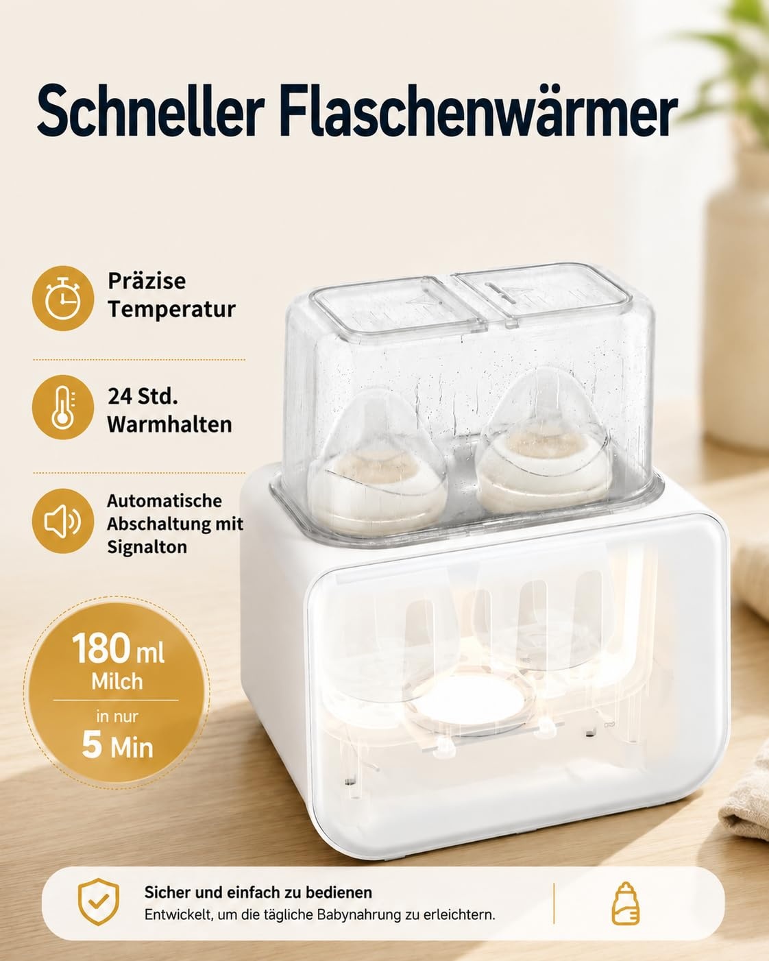 8-in-1 Babyflaschenwärmer und Sterilisator, cremeweiß - 33% Rabatt