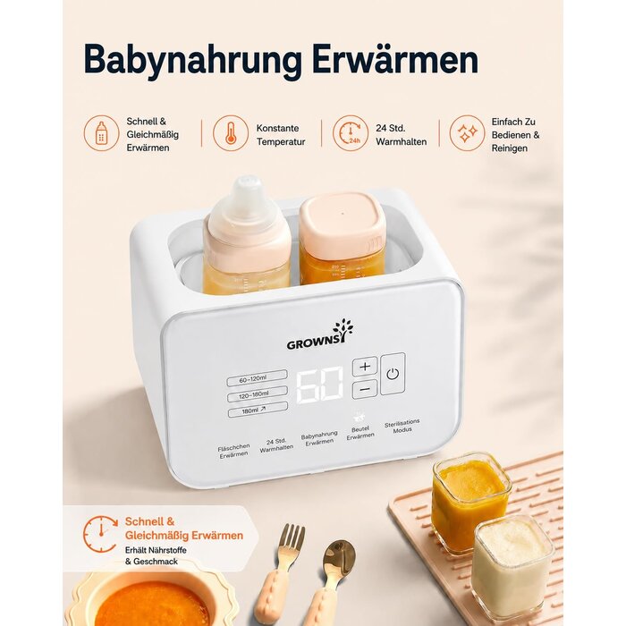 8-in-1 Babyflaschenwärmer & Sterilisator - Creme-Weiß - 33% Rabatt