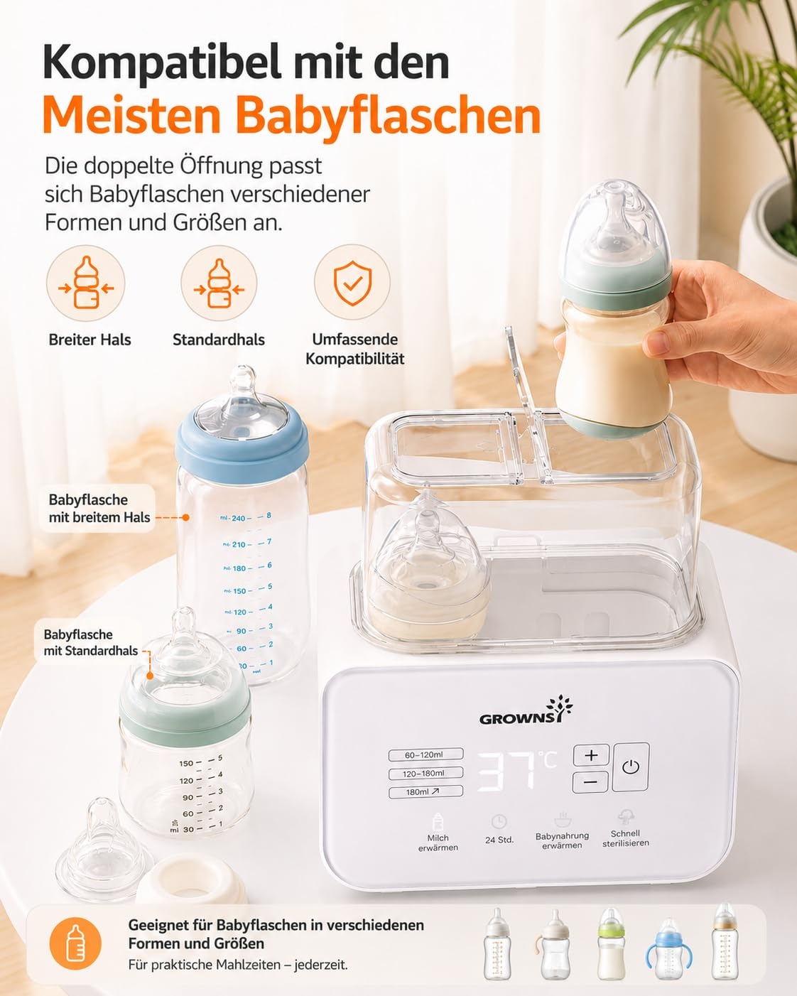 8-in-1 Babyflaschenwärmer & Sterilisator - Creme-Weiß - 33% Rabatt