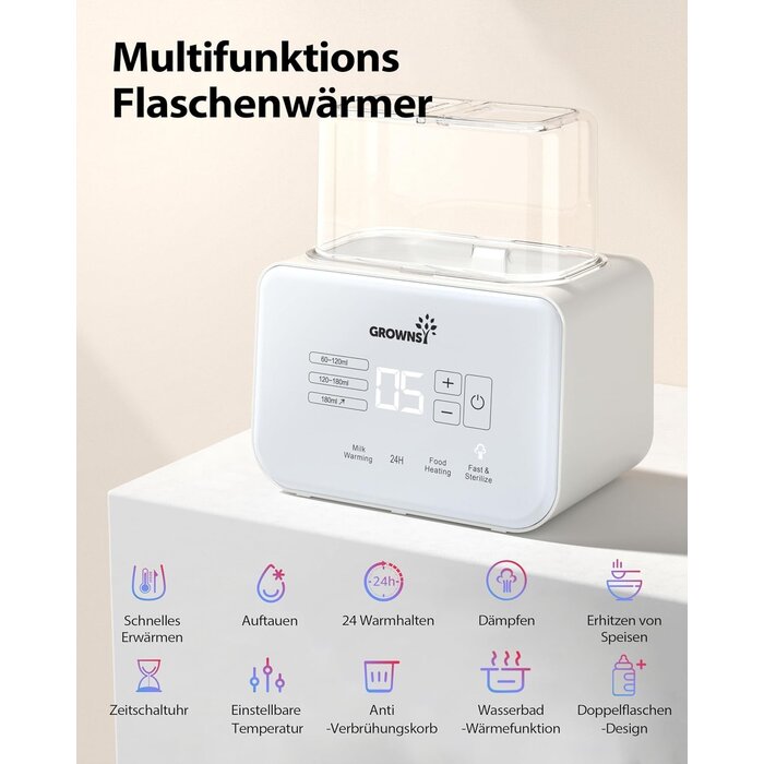 8-in-1 Babyflaschenwärmer & Sterilisator - Creme-Weiß - 33% Rabatt