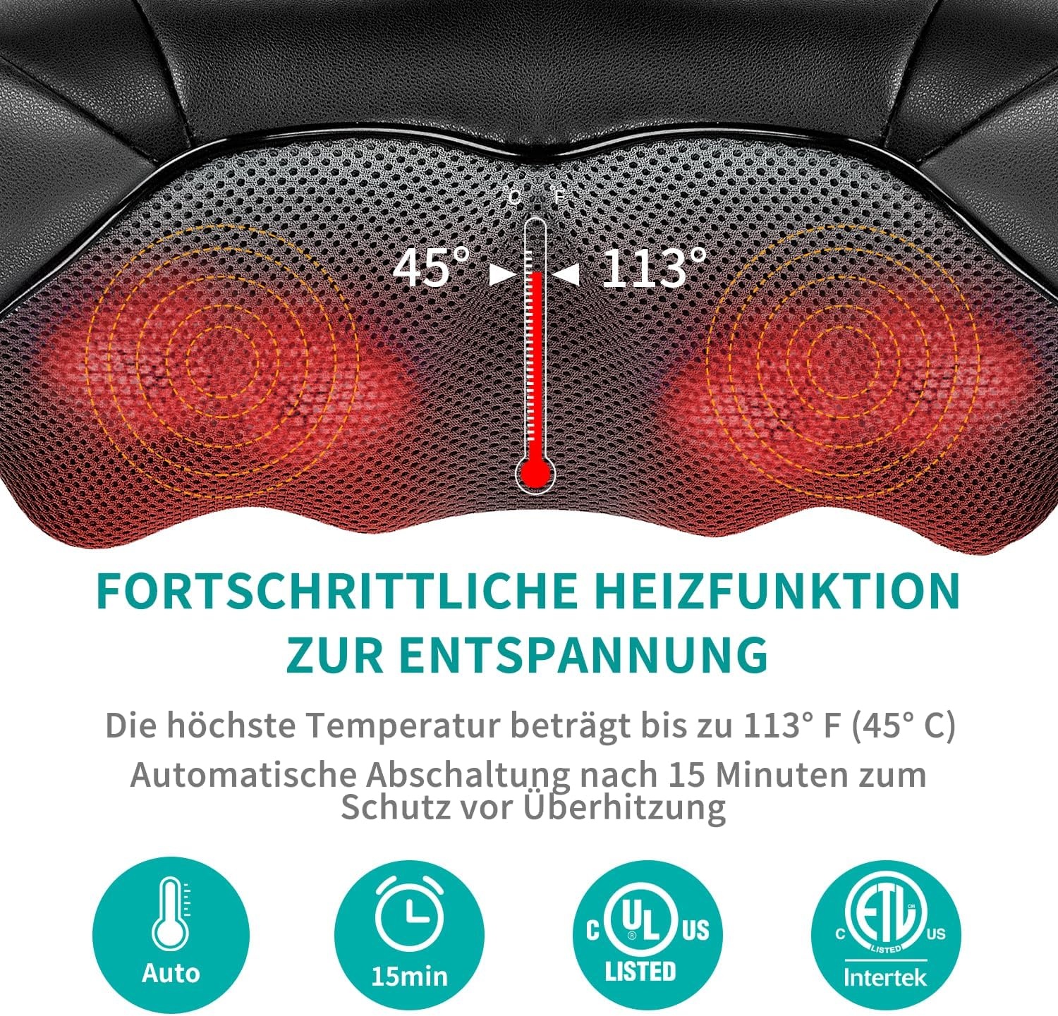 Shiatsu Nacken- und Rückenmassagegerät - 3D Tiefengewebe - 33% Rabatt