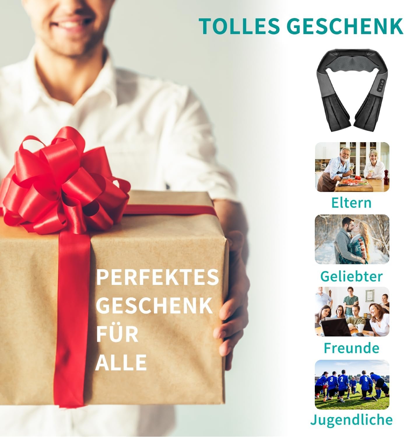 Shiatsu Nacken- und Rückenmassagegerät - 3D Tiefengewebe - 33% Rabatt