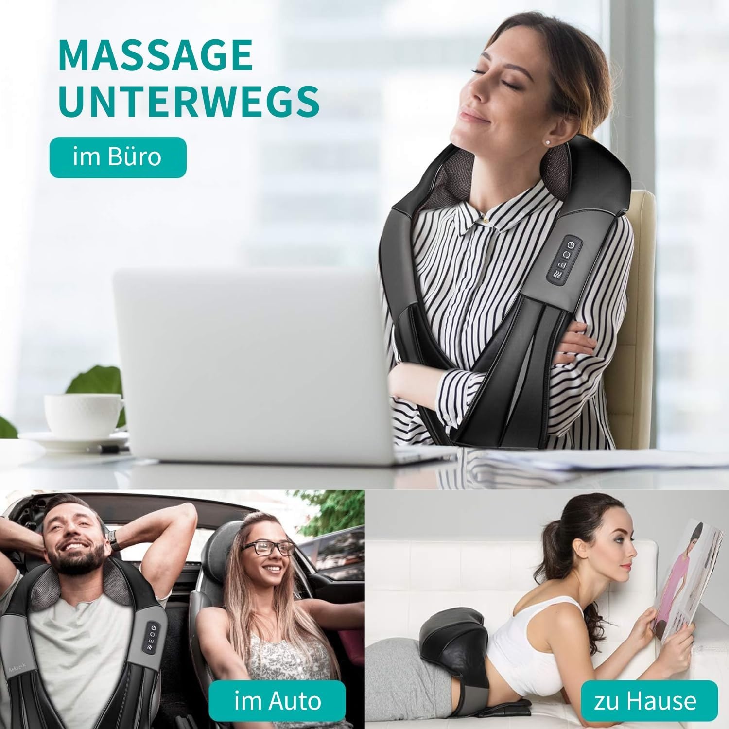 Shiatsu Nacken- und Rückenmassagegerät - 3D Tiefengewebe - 33% Rabatt