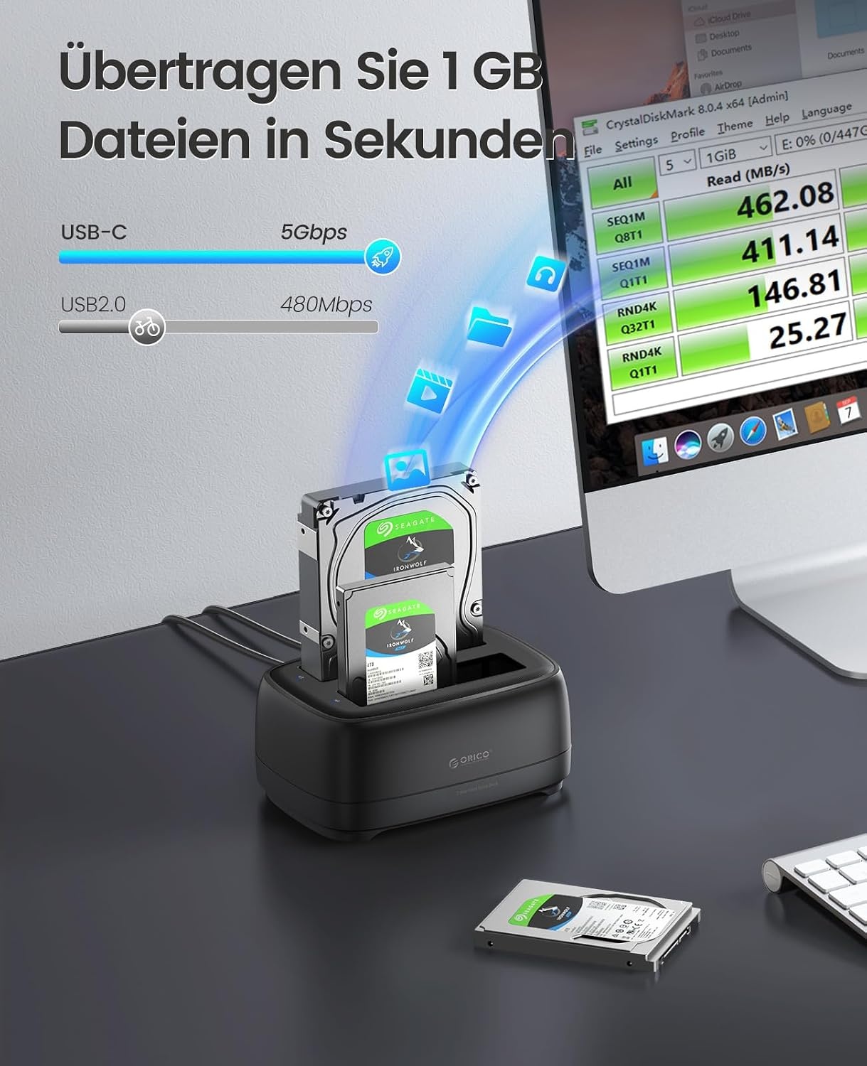 Dual Bay Festplatten-Dockingstation für 2,5" & 3,5" HDD/SSD, 32% Rabatt
