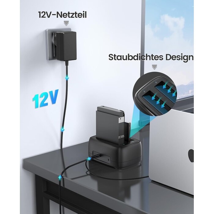 Dual Bay Festplatten-Dockingstation für 2,5" & 3,5" HDD/SSD, 32% Rabatt