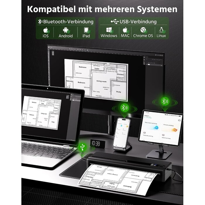 Tragbarer A4 Thermodrucker PB821 - 33% Rabatt auf das Auspackmodell