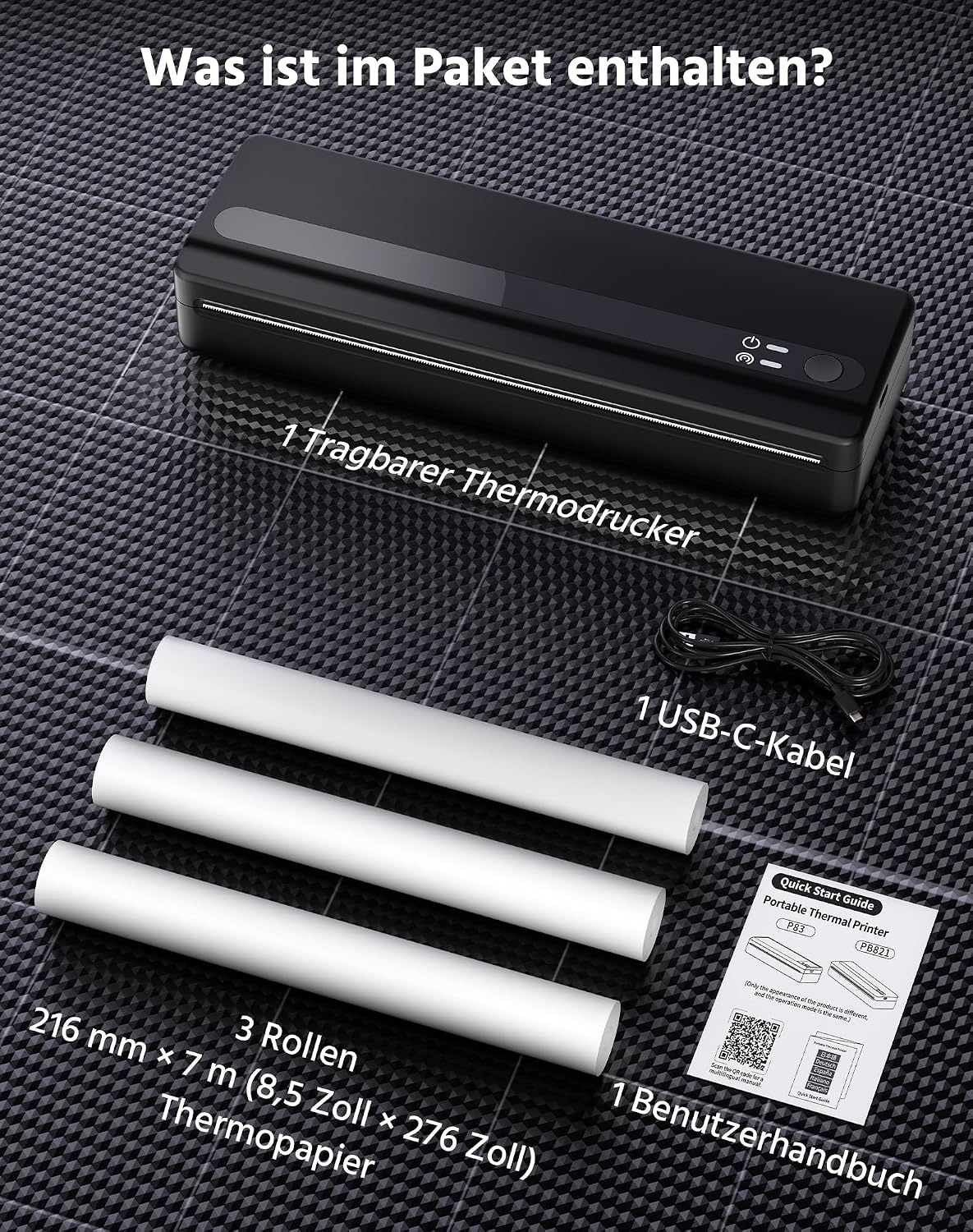Tragbarer A4 Thermodrucker PB821 - 33% Rabatt auf das Auspackmodell