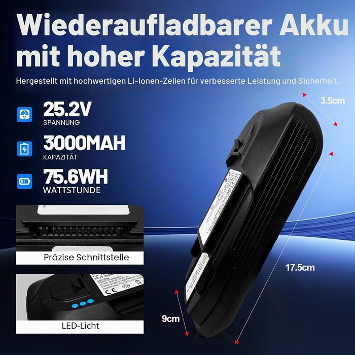Ersatzakku für Akkusauger 25,2V 3000mAh - 34% Rabatt - Ausgepackt