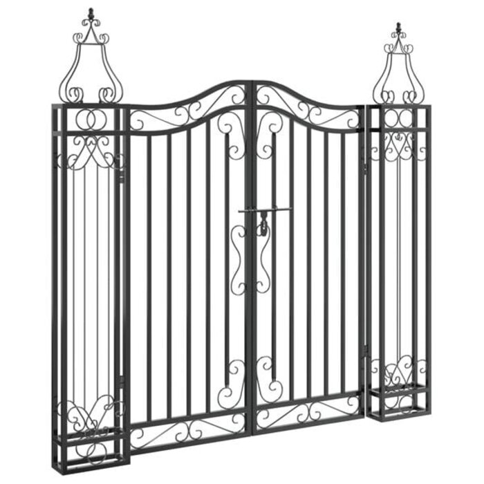 Gartentor aus Schmiedeeisen 121 x 120 cm Schwarz - 34% Rabatt