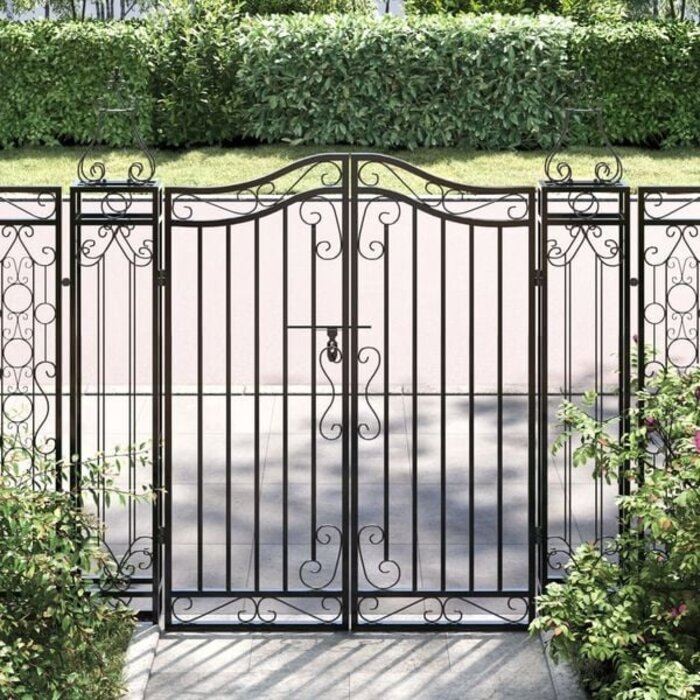 Gartentor aus Schmiedeeisen 121 x 120 cm Schwarz - 34% Rabatt