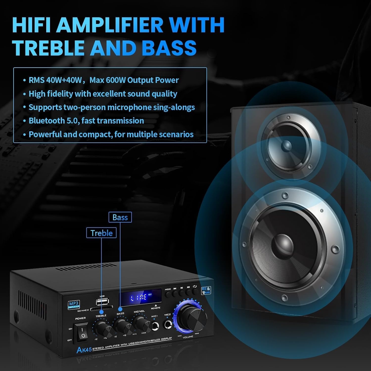 HiFi Stereo Verstärker 400W mit Bluetooth & FM-Radio - 32% Rabatt