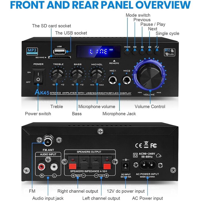HiFi Stereo Verstärker 400W mit Bluetooth & FM-Radio - 32% Rabatt