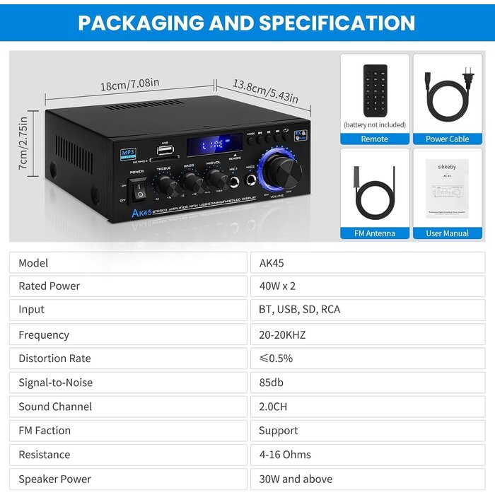 HiFi Stereo Verstärker 400W mit Bluetooth & FM-Radio - 32% Rabatt