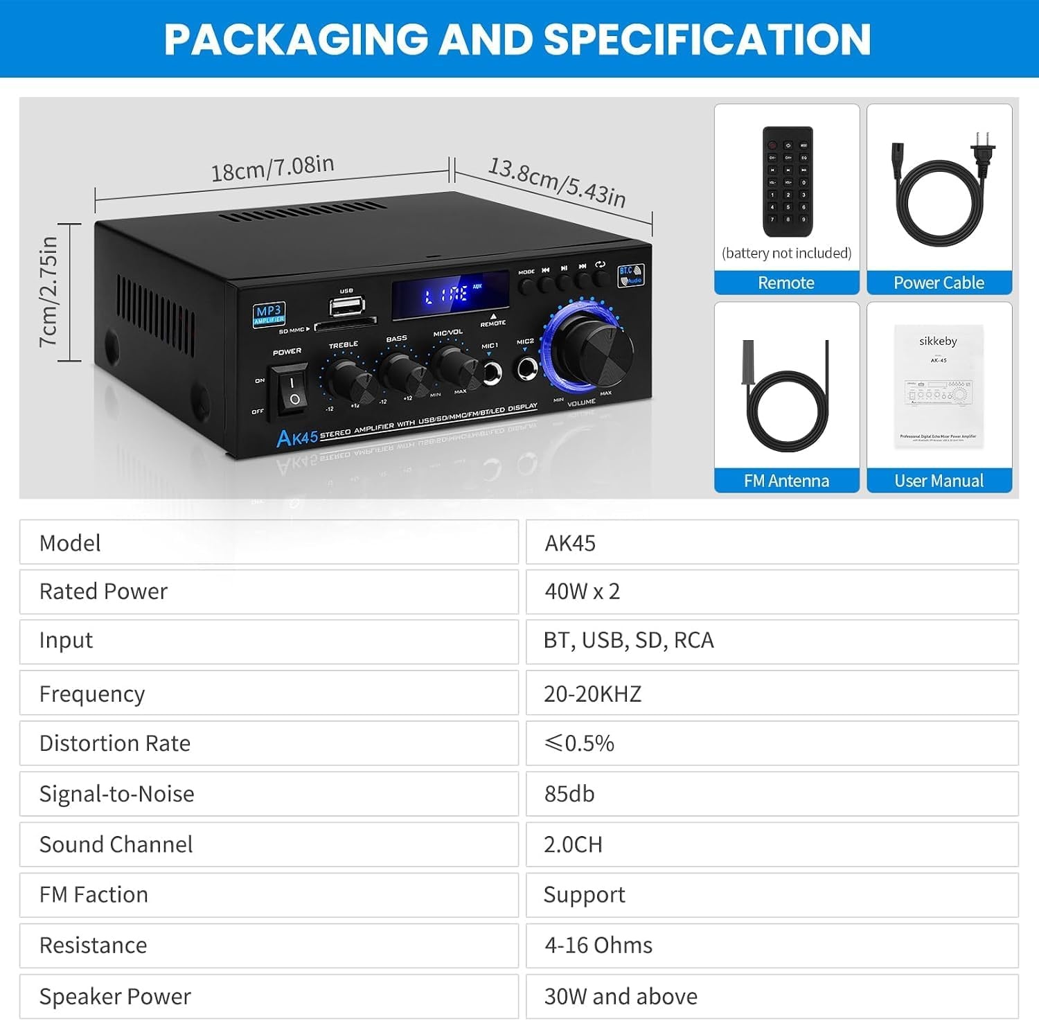 HiFi Stereo Verstärker 400W mit Bluetooth & FM-Radio - 32% Rabatt