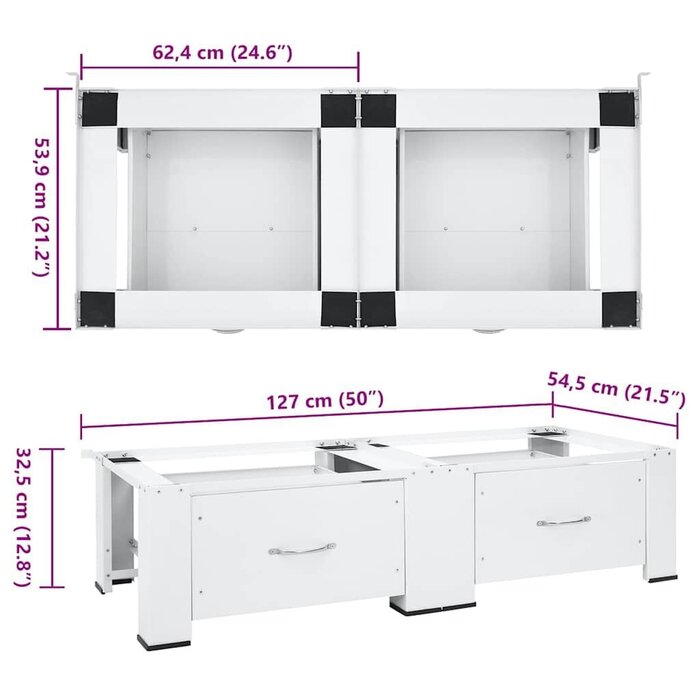 Vidaxl Waschmaschinen-Sockel mit 2 Schubladen 127 cm - 35% Rabatt