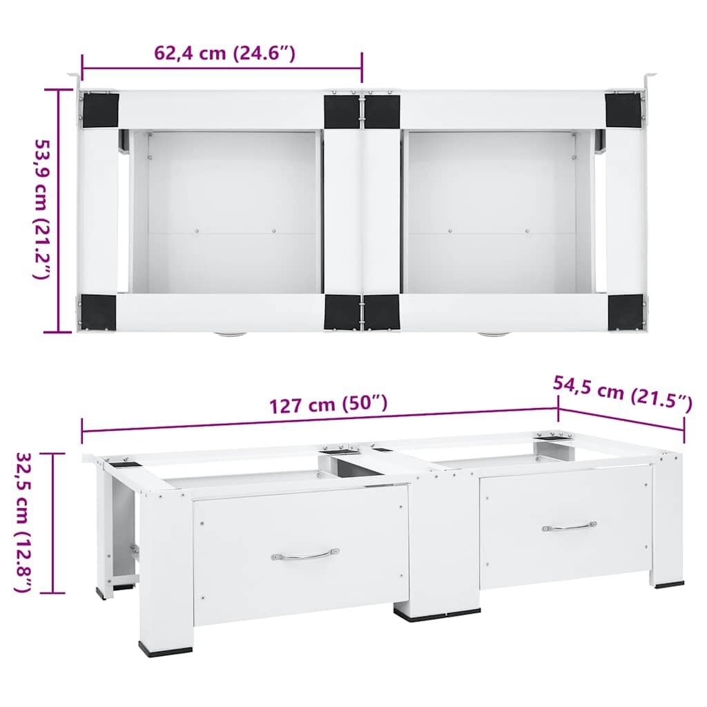 Vidaxl Waschmaschinen-Sockel mit 2 Schubladen 127 cm - 35% Rabatt