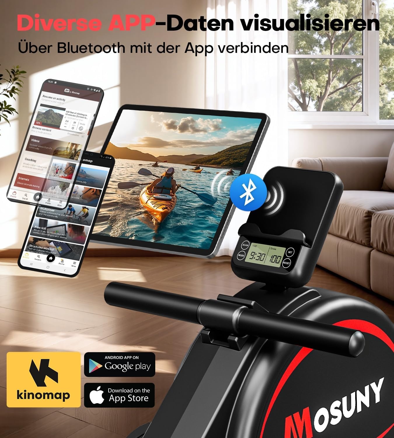 Magnetisches Rudergerät: 16 Widerstände & App-Anbindung - 30% Rabatt