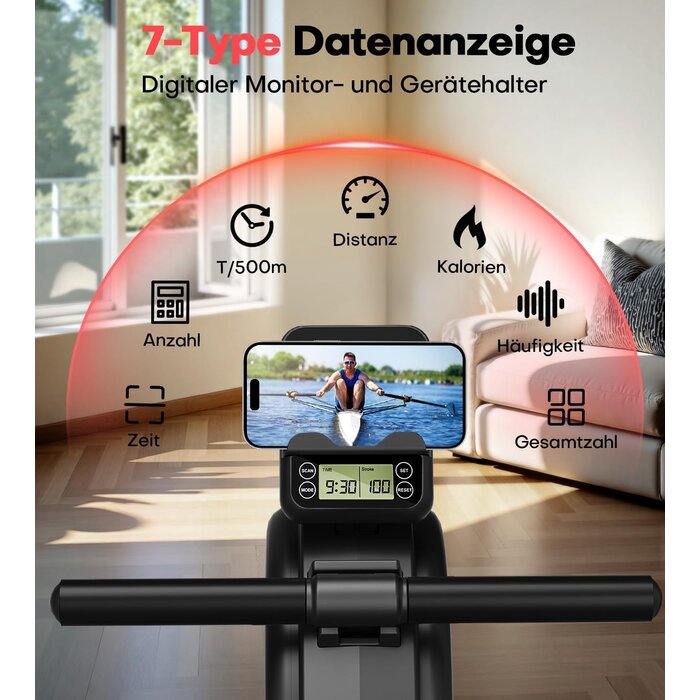 Magnetisches Rudergerät: 16 Widerstände & App-Anbindung - 30% Rabatt