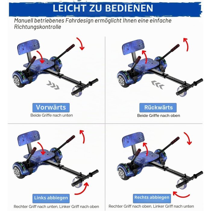 Hoverboard mit Sitz & 6,5 Zoll Rädern - Sternenblau - 35% Rabatt
