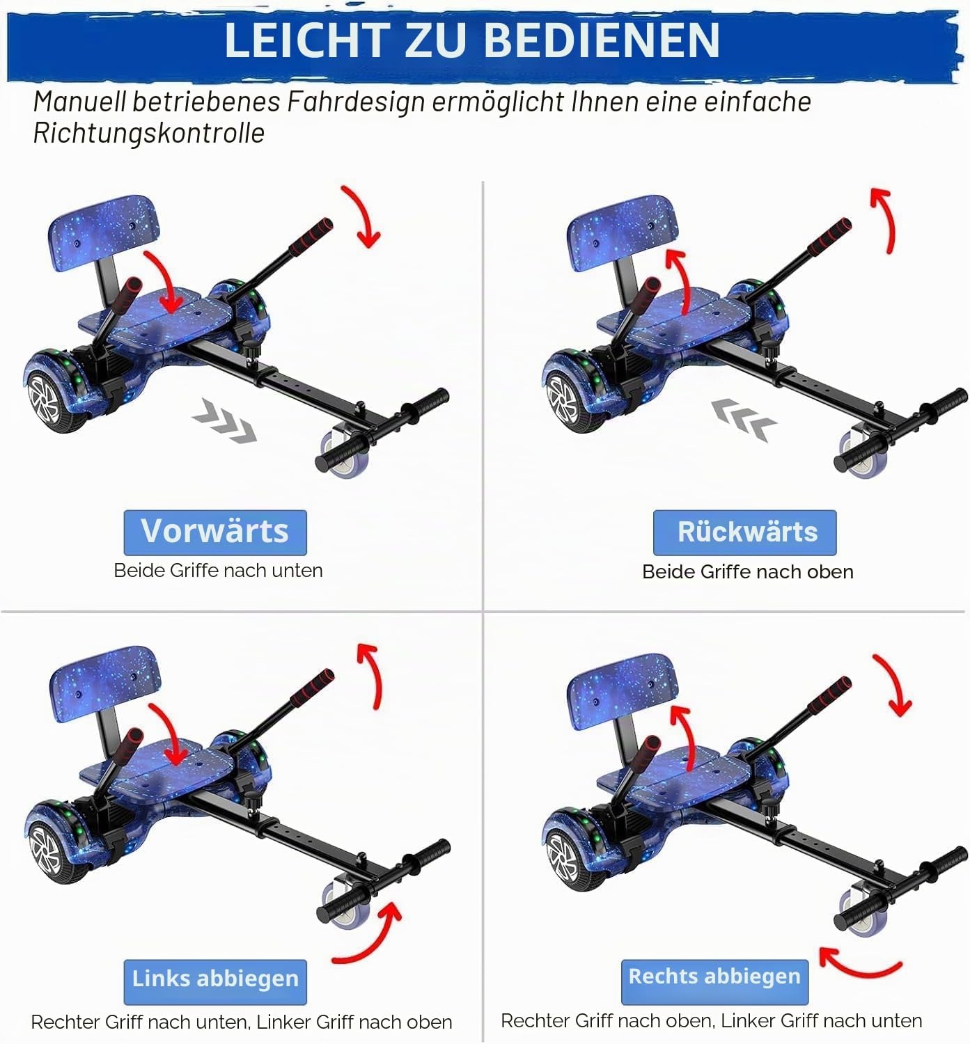 Hoverboard mit Sitz & 6,5 Zoll Rädern - Sternenblau - 35% Rabatt