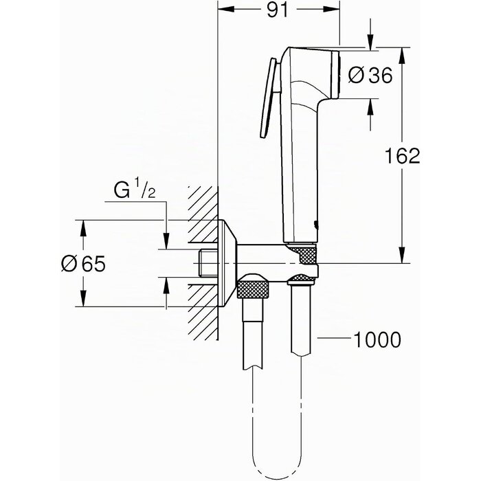 Bidet-Handbrause-Set mit Eckventil, Chrom, 1000 mm Schlauch - 34% Rabatt
