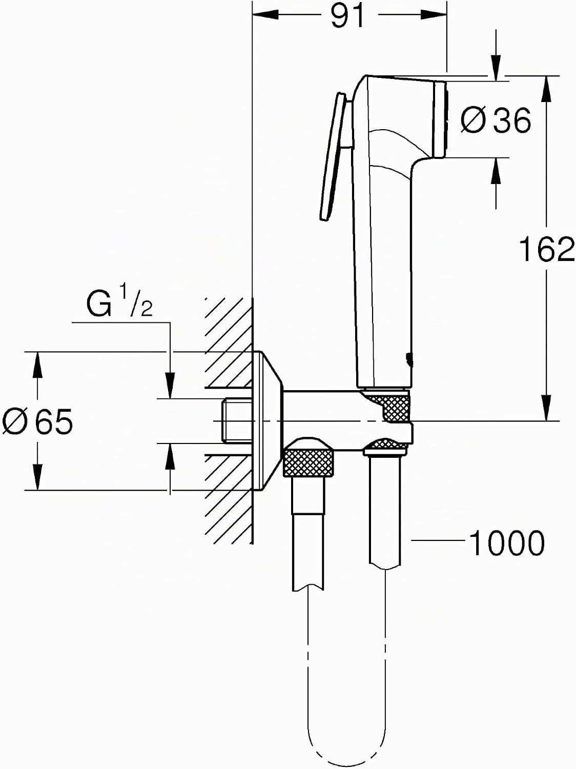 Bidet-Handbrause-Set mit Eckventil, Chrom, 1000 mm Schlauch - 34% Rabatt