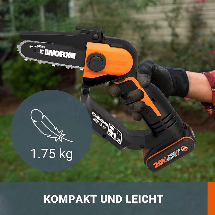 Akku-Einhand-Astkettensäge 20V, 12 cm Schwert - 34% Rabatt