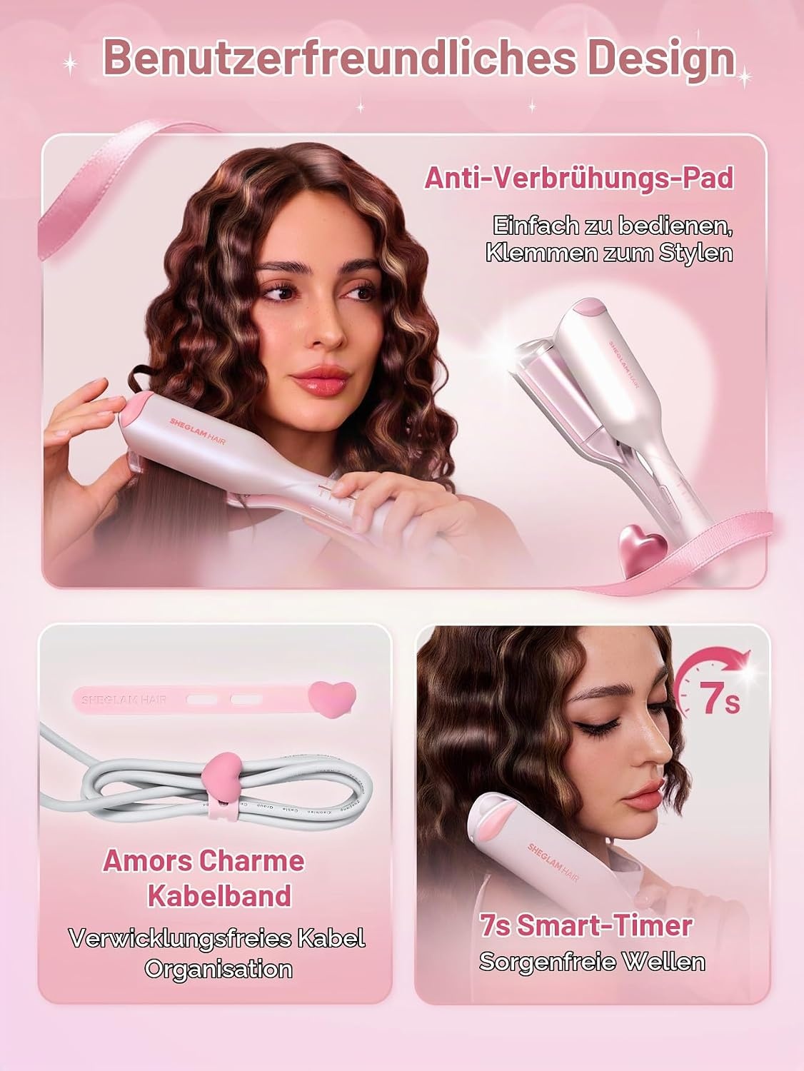 Wellenstab 19 mm für Beach-Waves - Kirschblütenrosa - 33% Rabatt