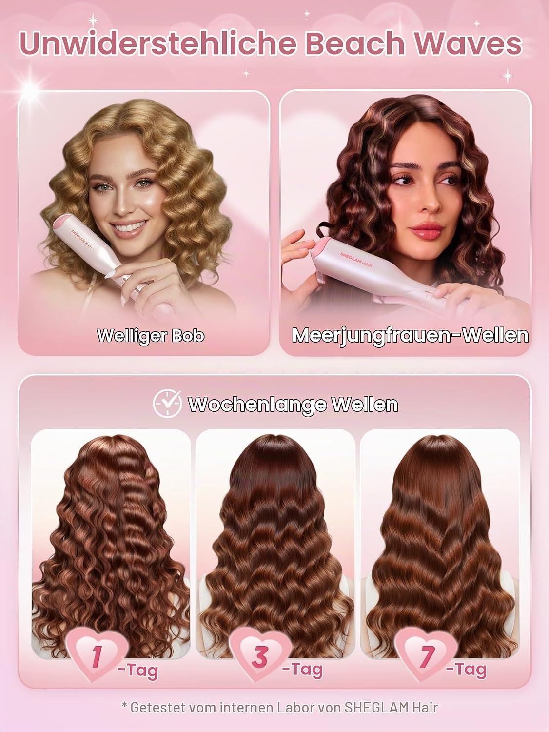 Wellenstab 19 mm für Beach-Waves - Kirschblütenrosa - 33% Rabatt