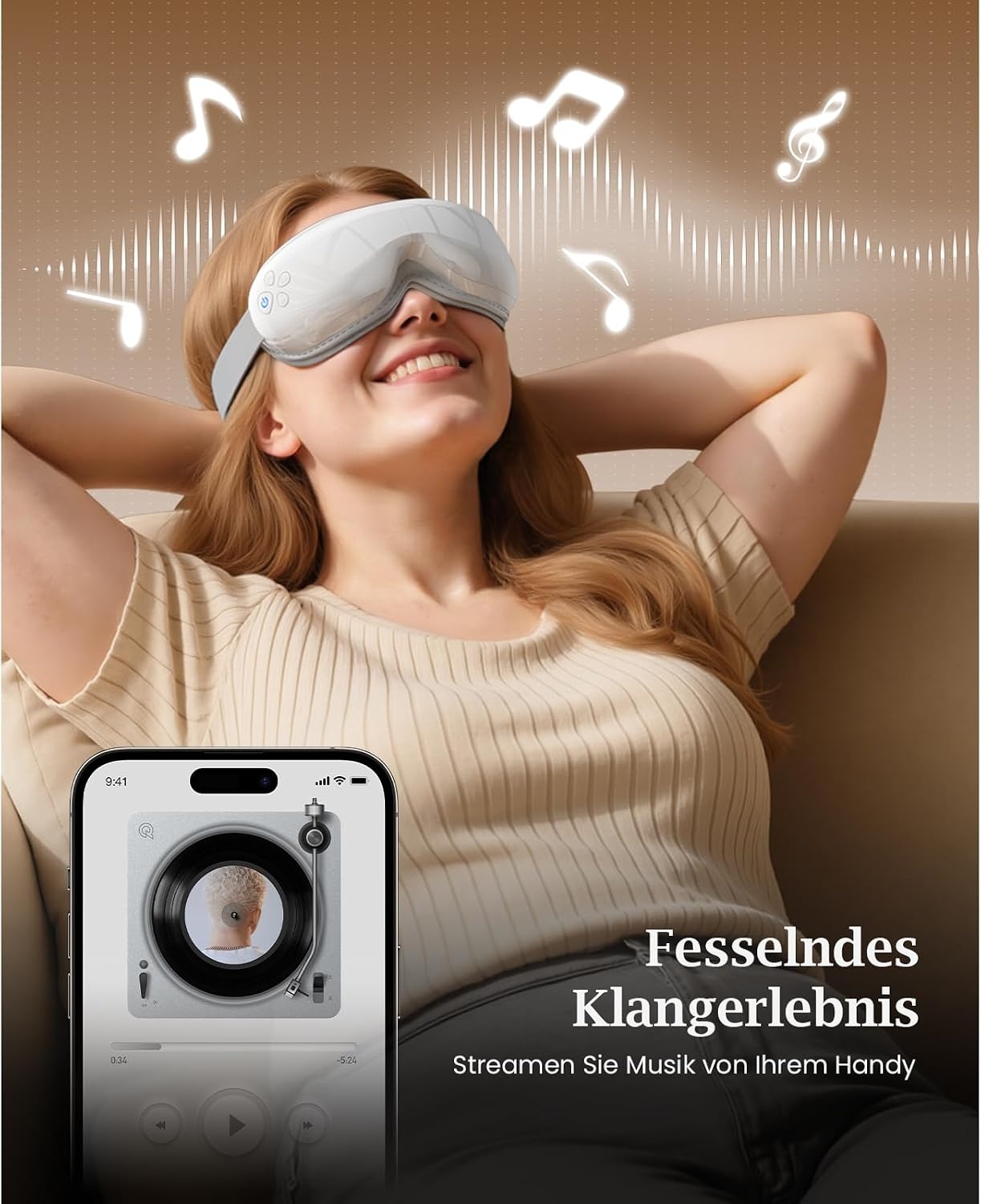 Augenmassagegerät mit Wärme & Musik - 34% Rabatt auf Ausgepackt-Modell